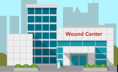 A building with a sign that says wound center.